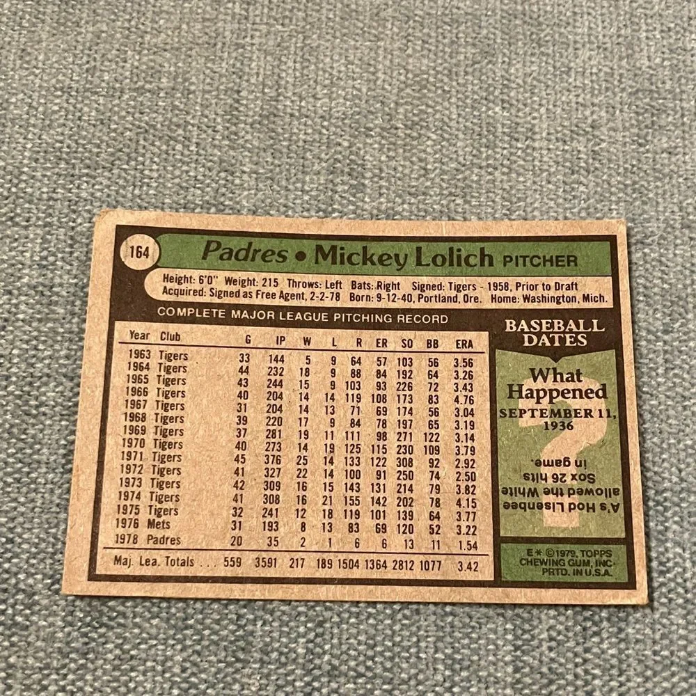 1979 Topps San Diego Padres Baseball Card Trading Card - Picture 2 of 2